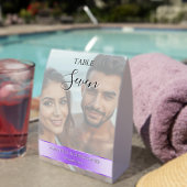 Plaque De Table Photo Wedding Table Number with Lilac Purple (Insitu (sur table))