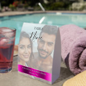Plaque De Table Photo Wedding Table Number with Magenta band (Insitu (sur table))