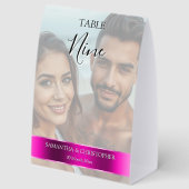 Plaque De Table Photo Wedding Table Number with Magenta band (Recto)