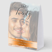 Plaque De Table Photo Wedding Table Number with Orange Band (Arrière)