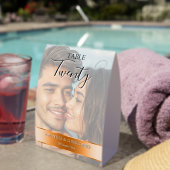 Plaque De Table Photo Wedding Table Number with Orange Band (Insitu (sur table))