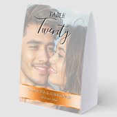 Plaque De Table Photo Wedding Table Number with Orange Band (Recto)