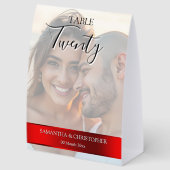 Plaque De Table Photo Wedding Table Number with Red Band (Arrière)