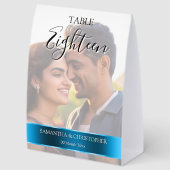 Plaque De Table Photo Wedding Table Number with Royal blue band (Arrière)