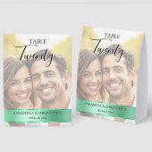 Plaque De Table Photo Wedding Table Number with Sage Green band (Recto/Verso)