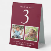 Plaque De Table Photos amusantes Bourgogne Mariage Numéro de table (Verso)