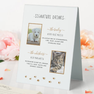 Plaque De Table Photos de mariage de l'animal de compagnie en or S