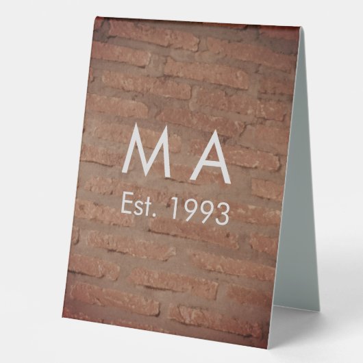 Plaque De Table pierre de brique rustique Brown ajouter le nom let (Recto)