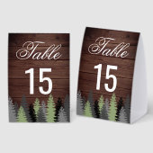 Plaque De Table Pine Trees Rustic Wood Winter Wedding Table Number (Recto/verso)