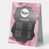 Plaque De Table Pink Agate Black Foil Tarifs (Recto)