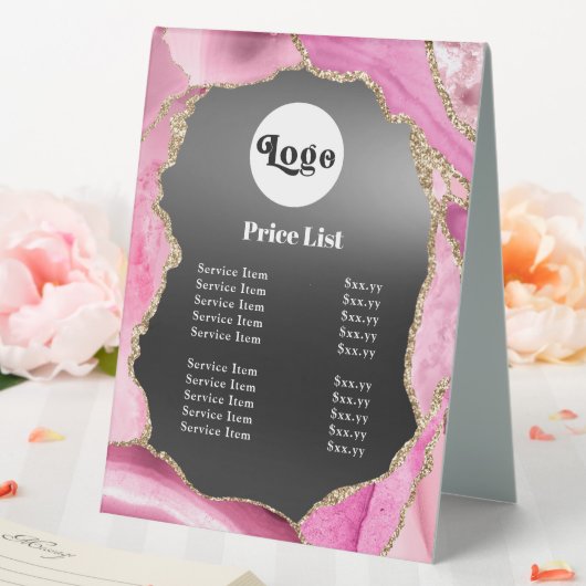 Plaque De Table Pink Agate Black Foil Tarifs (In SItu (Mariage))