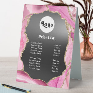 Plaque De Table Pink Agate Black Foil Tarifs