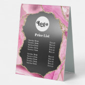 Plaque De Table Pink Agate Black Foil Tarifs (Verso)