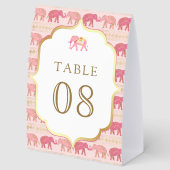 Plaque De Table Pink and Gold Elephant Indian Wedding Table Number (Arrière)