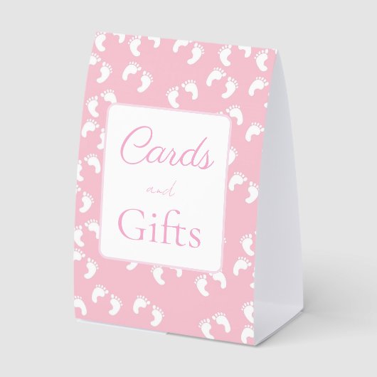 Plaque De Table Pink Baby Footprints Baby Shower (Recto)