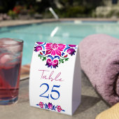 Plaque De Table Pink blue Spanish Talavera tiles wedding (InVersositu (sur table))