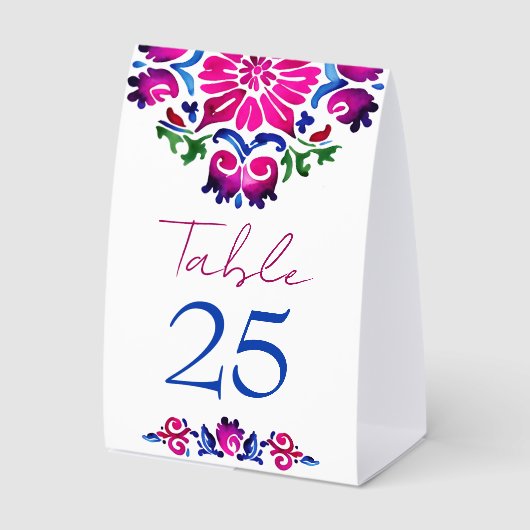 Plaque De Table Pink blue Spanish Talavera tiles wedding (Recto)