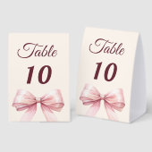 Plaque De Table Pink bow ivory party table number (Recto/verso)