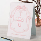 Plaque De Table Pink Christian Cross Confirmation Table Number (En SItu (Tableau))
