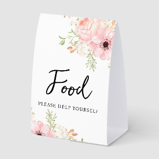 Plaque De Table Pink Floral Food Baby Shower