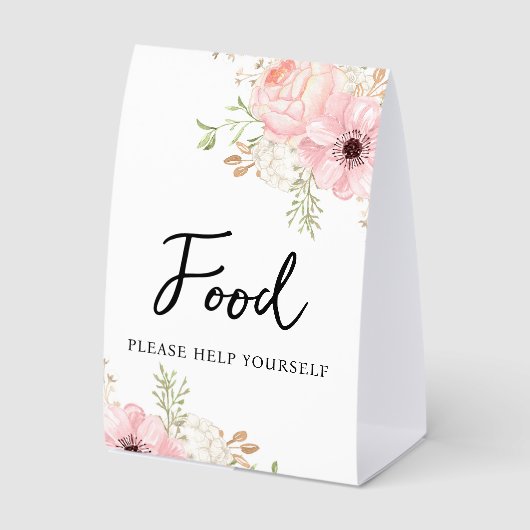 Plaque De Table Pink Floral Food Baby Shower (Recto)