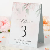 Plaque De Table Pink Flowers, Greenery, Baptism Table Numbers (In SItu (Mariage))