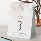 Plaque De Table Pink Flowers, Greenery, Baptism Table Numbers (En SItu (Tableau))