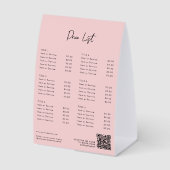 Plaque De Table Pink Modern Price List Menu QR Code Social Media (Recto)