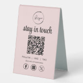 Plaque De Table Pink Social Media QR Code Business Logo (Recto)