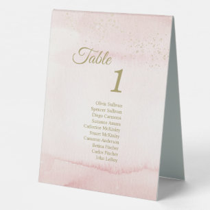 Plaque De Table Pink Watercolor Gold Type Table Tente Sign Invités