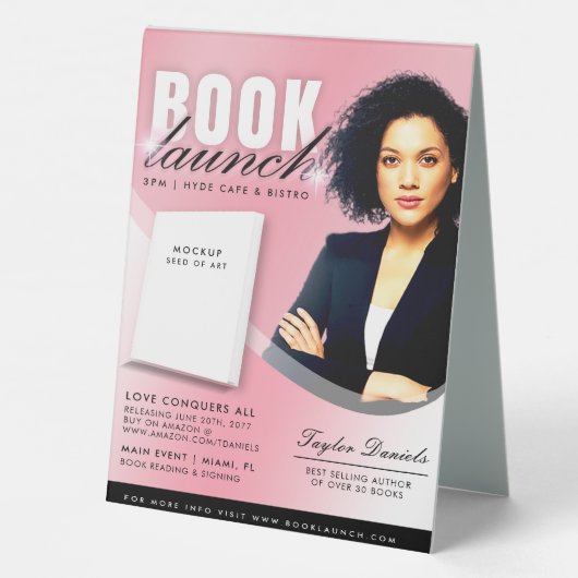 Plaque De Table Pink Women's Book Launch Event (Verso)