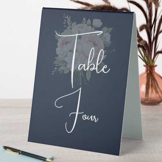 Plaque De Table Pivoines roses sur fond bleu marine (En SItu (Tableau))