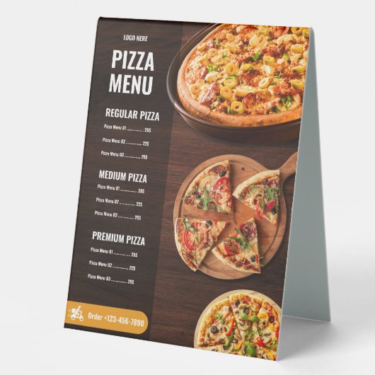 Plaque De Table Pizza Menu pizzeria Menu Restaurant Menu (Recto)