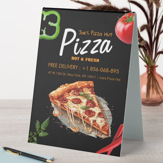 Plaque De Table Pizza Place Tente de table personnalisée (En SItu (Tableau))