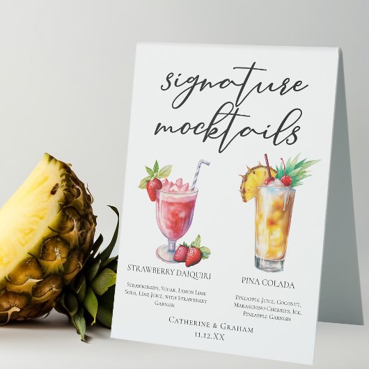 Plaque De Table Plage Mocktails fraise Daiquiri Piña Colada