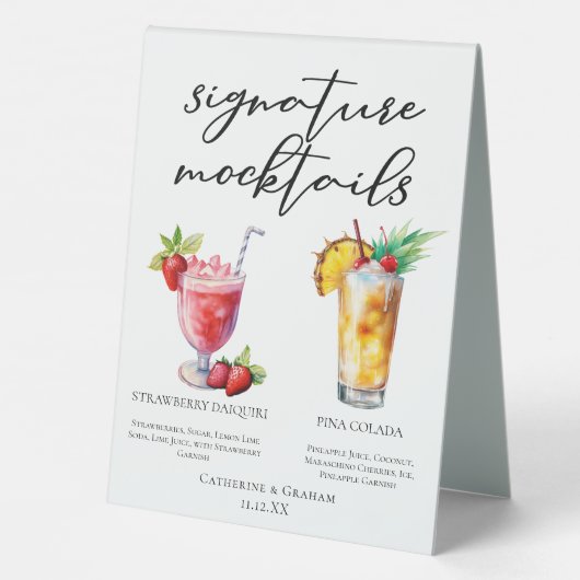 Plaque De Table Plage Mocktails fraise Daiquiri Piña Colada (Verso)