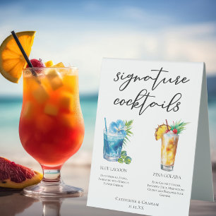 Plaque De Table Plage Signature Cocktails Menu Mariage