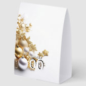 Plaque De Table Plan de table d'arbre de Noël blanc – Or et Argent (Recto)