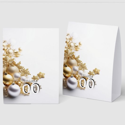 Plaque De Table Plan de table d'arbre de Noël blanc – Or et Argent (Recto/Verso)