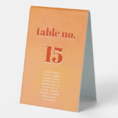Plaque De Table Plan de table de mariage Bold Modern Orange Sunset (Verso)