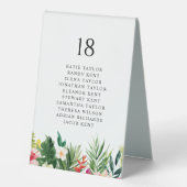 Plaque De Table Plan de table de mariage Fleurs tropicales à l'aqu (Recto)