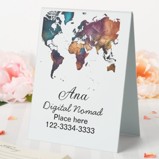 Plaque De Table Plan du monde ajouter votre nom texte place téléph (In SItu (Mariage))