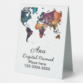 Plaque De Table Plan du monde ajouter votre nom texte place téléph (Verso)