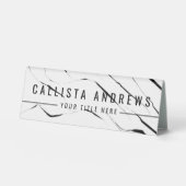 Plaque De Table Plaque nominative moderne en marbre noir et blanc (Recto)