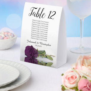 Plaque De Table Plum Purple Rose Mariage Numéro de table et noms