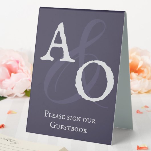 Plaque De Table Plum violet minimaliste Mariage Monogramme (In SItu (Mariage))