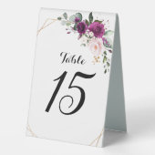 Plaque De Table Plum violet Roses roses rose pâle Mariage géométri (Verso)