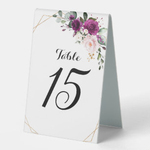 Plaque De Table Plum violet Roses roses rose pâle Mariage géométri