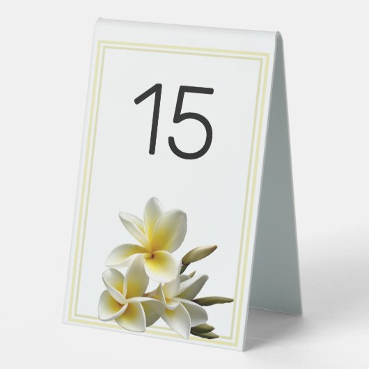 Plaque De Table Plumeria Fleurs Mariage Numéro à commandes (Verso)