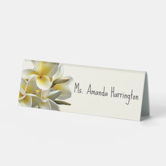 Plaque De Table Plumeria Jaune Nom Modèle Événement Carte Place (Recto)